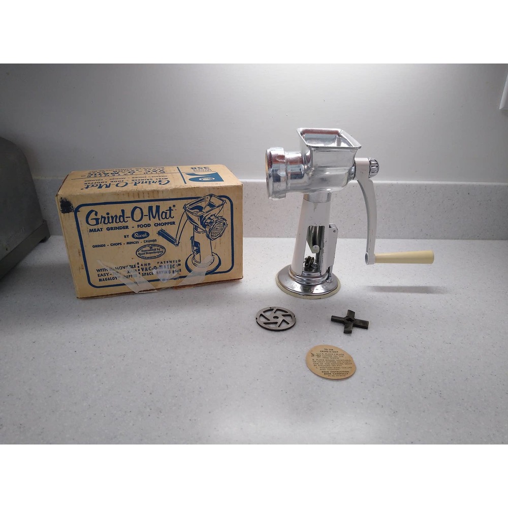 Vintage Rival 358 white Grind-O-Mat meat grinder